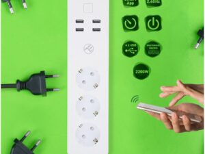 Tellur WiFi Power Strip, 3 Outlets, 4*USB 4A, 2200W, 10A, 1.8m