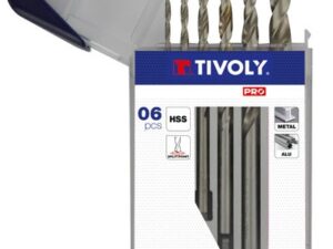 Tivoly Metal Drill Bit Set – 6-Piece Ø2–8 mm, Split Point, 30° N-Flute, HSS, Cylindrical Shank