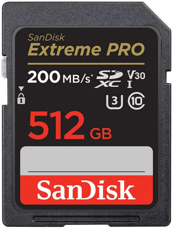 SanDisk Extreme Pro - Flash-minneskort - 512 GB - Video Class V30 / UHS-I U3 / Class10 - SDXC UHS-I