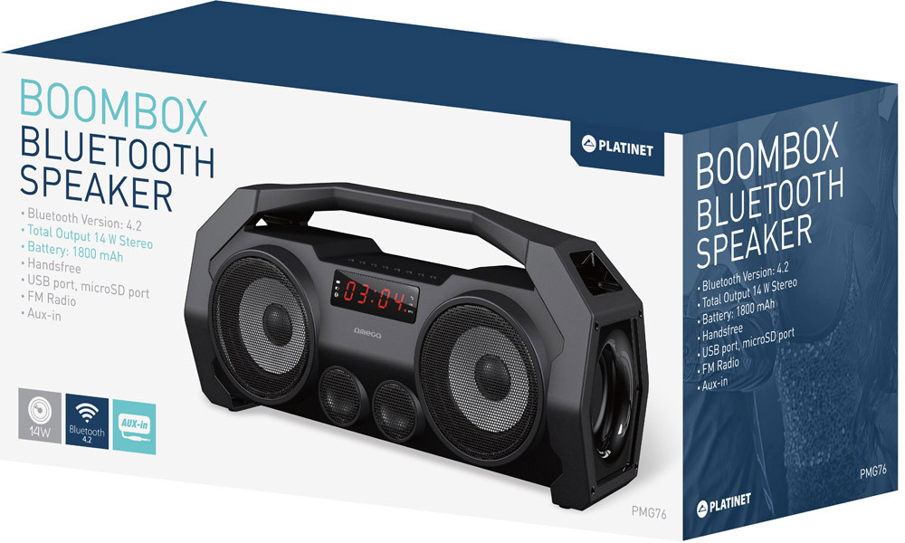 Platinet wireless speaker OG76 Boombox BT, black (44416) - Image 8