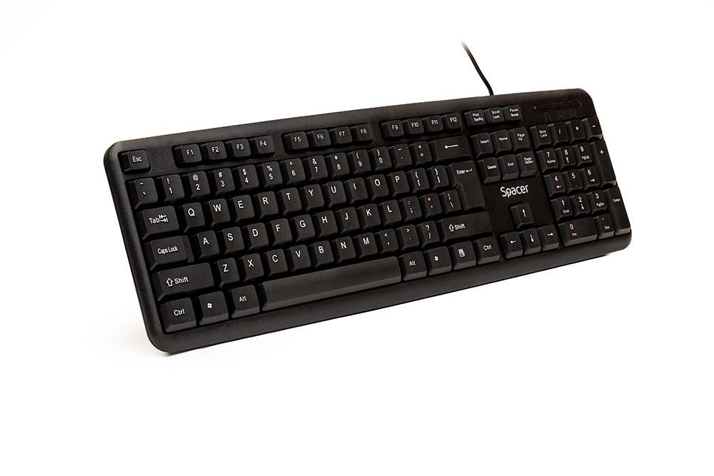 TASTATURA SPACER USB, 104 taste, anti-spill, black, "SPKB-S62"/45505855 (timbru verde 0.8 lei)