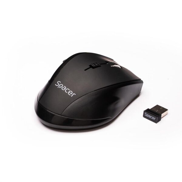 MOUSE  Spacer, PC sau NB, wireless, 2.4GHz, optic, 800/ 1200/1600 dpi, butoane/scroll 6/1, rezolutie selectabila, negru, "SPMO-291" 45503292 (timbru verde 0.18 lei)