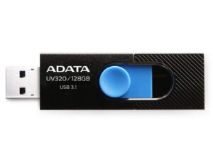 MEMORIE USB 3.2 ADATA 128GB, clasic, conector USB retractabil, Black & Blue, "AUV320-128G-RBKBL" (timbru verde 0.03 lei)