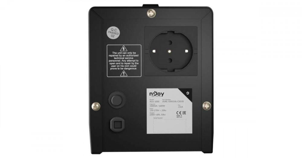 nJoy | AVRL-10001AL-CS01B | Alvis 1000 | Stabilizator de tensiune | 1000 VA | 600W | Tower | Nr iesiri 1 Schuko | Intrare Schuko | Display digital, "AVRL-10001AL-CS01B" (timbru verde 11 lei) - Image 2