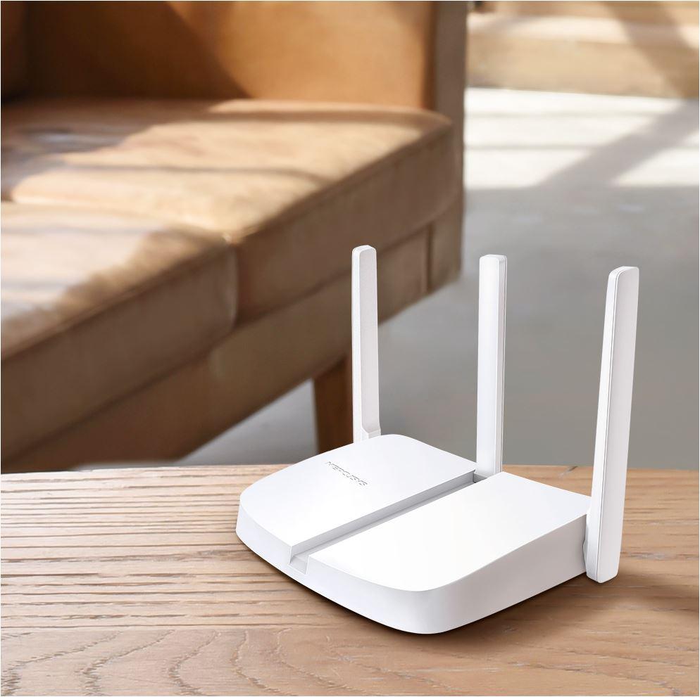 ROUTER MERCUSYS wireless 300Mbps, 1 x 10/100Mbps WAN, 3 x 10/100Mbps LAN, 3 x antene externe "MW306R" (timbru verde 0.8 lei)