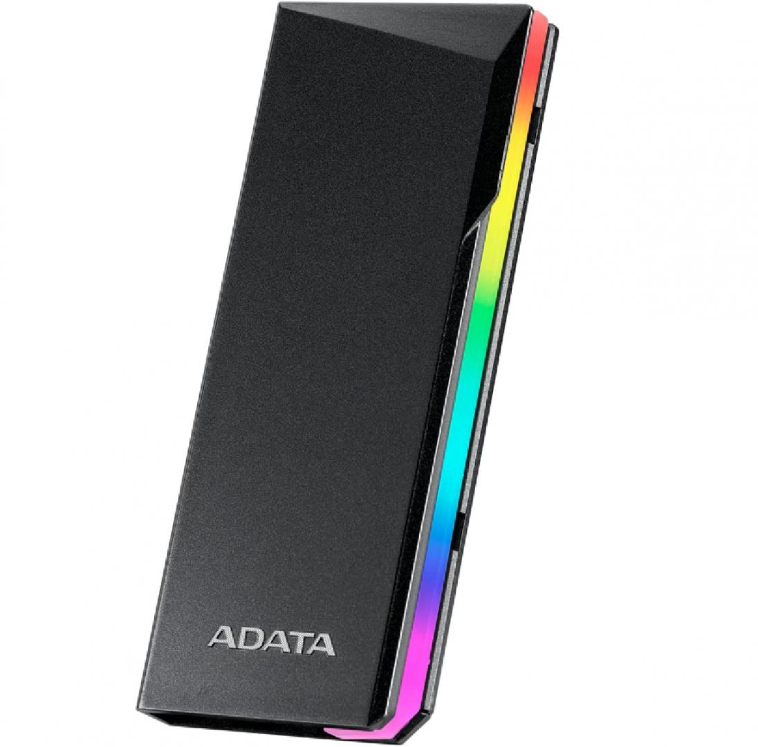 RACK extern ADATA, pt. SSD, M.2 S-ATA NGFF si M.2 PCIe NVME, interfata PC USB 3.2 Gen2, gri metalizat, RGB, "AEC700GU32G2-CGY" (timbru verde 0.8 lei) - Image 2