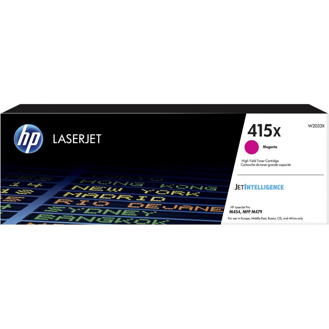 HP 415X High Capacity Magenta Laser Toner Cartridge, 6000 pages, for HP Color LaserJet Pro M454, M479