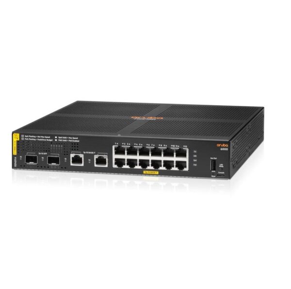 HPE Aruba 6000 12G Class4 PoE 2G/2SFP 139W Switch - Switch - Administrerad - 12 x 10/100/1000 (PoE+) + 2 x Gigabit SFP + 2 x 1000Base-T - rackmonterbar - PoE (139 W)