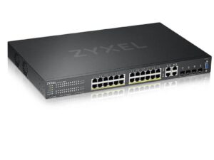 Switch ZyXEL GS2220-28, 24-port GbE PoE + 4-port Combo (RJ45/SFP) L2 with GbE Uplink, manager