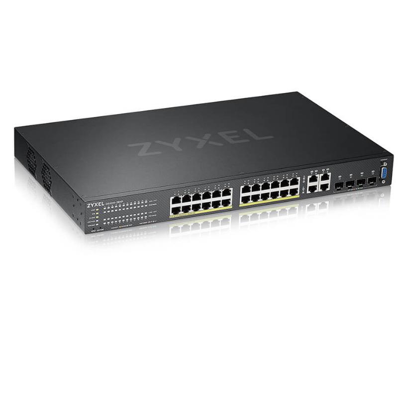 Switch ZyXEL GS2220-28, 24-port GbE PoE + 4-port Combo (RJ45/SFP) L2 with GbE Uplink, manager