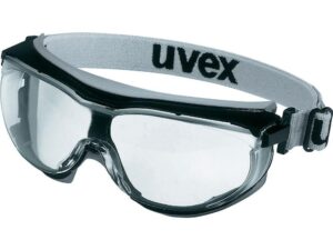 Safety goggles Uvex low profile Carbonvision, clear lens, supravision extreme (anfi scratch, anti fog) coating, black/grey. Rubber strap. Impact class B.