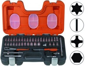 Sockets and bits set 4-13mm 46 pcs 1/4"