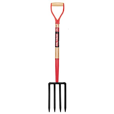 Truper spading fork with 4 tines and wooden shaft, 100cm