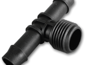 Tee, 1/2" male, 2 x 13mm hose barb - 2 pcs