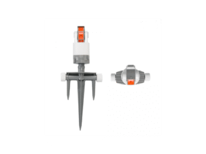 WHITE LINE 6-function rotary sprinkler on a three-tooth spike