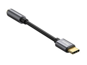 CABLU ADAPTOR Baseus, 1 x USB Type-C (T) la 1 x Jack 3.5mm (M), lungime cablu brodat 12 cm, gri "CATL54-0G" (timbru verde 0.18 lei) - 6953156297852