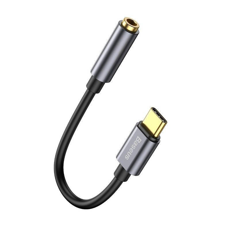 CABLU ADAPTOR Baseus, 1 x USB Type-C (T) la 1 x Jack 3.5mm (M), lungime cablu brodat 12 cm, gri "CATL54-0G" (timbru verde 0.18 lei) - 6953156297852 - Image 4