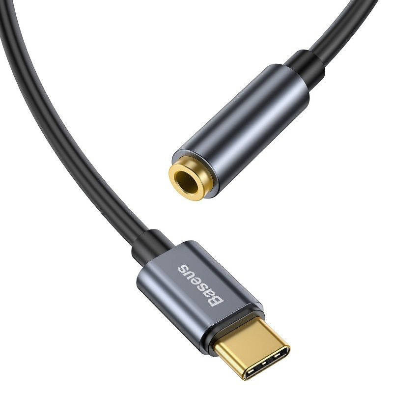 CABLU ADAPTOR Baseus, 1 x USB Type-C (T) la 1 x Jack 3.5mm (M), lungime cablu brodat 12 cm, gri "CATL54-0G" (timbru verde 0.18 lei) - 6953156297852 - Image 5