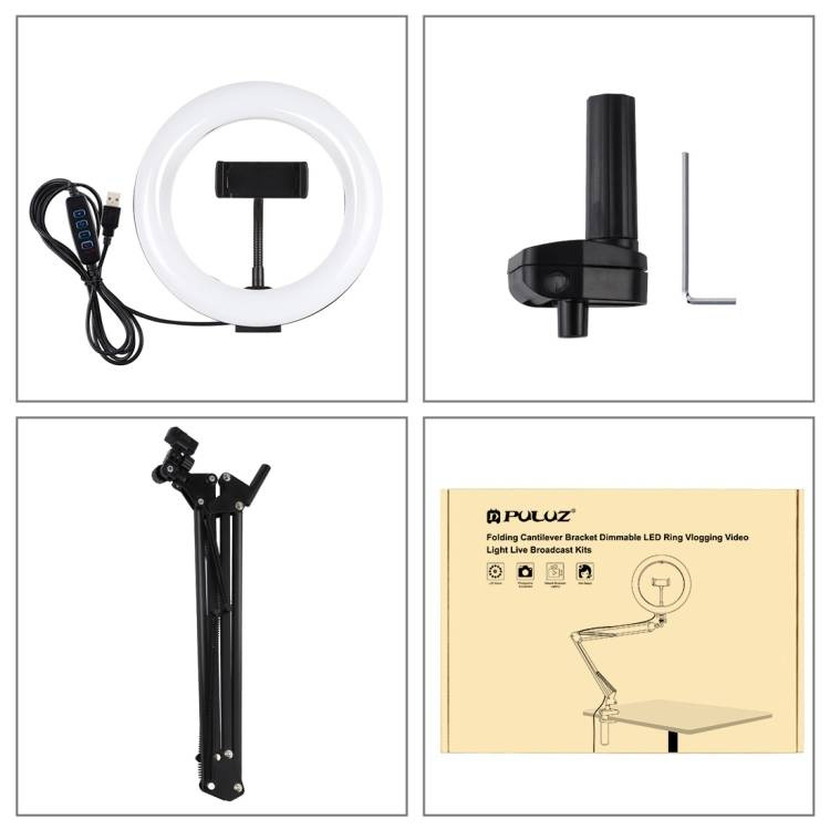 Desktop arm stand Puluz with 20cm LED Vlogging Ring PKT3089B - Image 2
