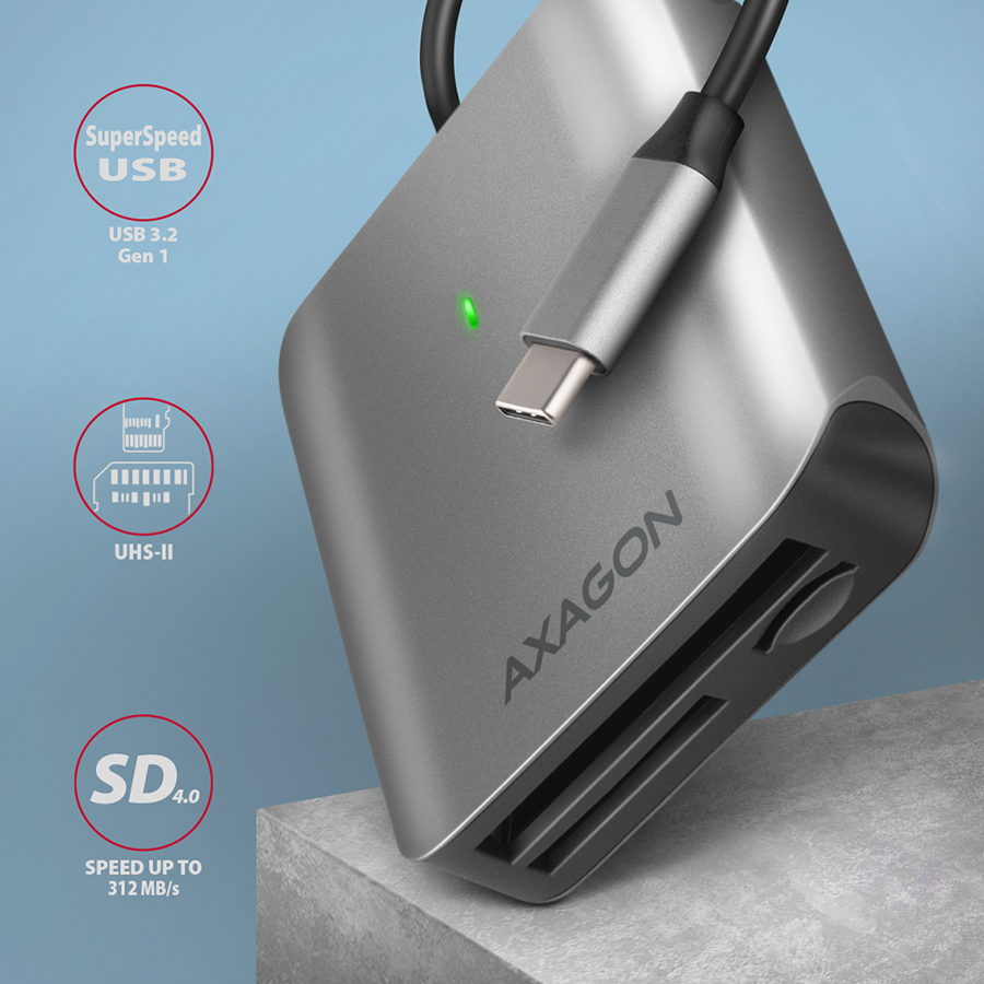 CARD READER USB-C 3-SLOT/SD/MICROSD/CF CRE-S3C AXAGON - Image 3