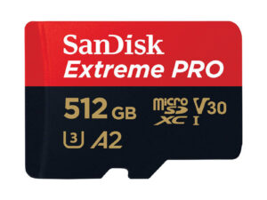 SanDisk Extreme PRO microSDXC 512GB + SD Adapter + 2 years RescuePRO Deluxe up to 200MB/s & 140MB/s Read/Write speeds A2 C10 V30 UHS-I U3