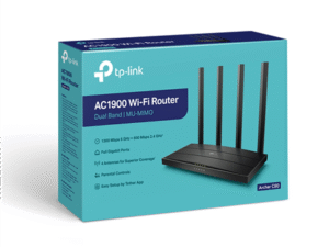 ROUTER TP-LINK wireless 1900Mbps, MU-MIMO, 4 porturi Gigabit, 4 antene externe, Dual Band 2.4 GHz+5 GHz AC1900 "Archer C80" (timbru verde 0.8 lei)