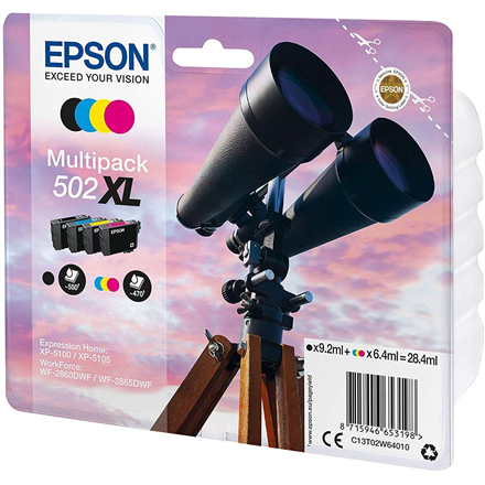 Epson 502XL Multipack - 4-balen� - XL - �ern�, �lut�, azurov�, purpurov� - origin�ln� - blistr - inkoustov� cartridge - pro Expression Home XP-5100, 5105, 5150, 5155, WorkForce WF-2860, 2865, 2880, 2885
