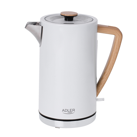 Teapot Adler Kettle AD 1347w Electric, 2200 W, 1.5 L, Stainless steel, 360° rotational base, White