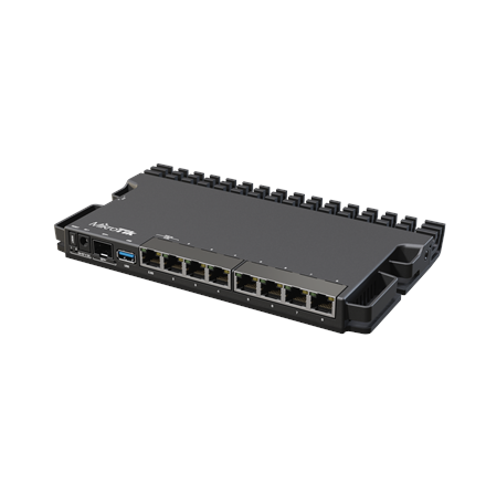 Routers Mikrotik Wired Ethernet Router RB5009UG+S+IN, Quad core 1.4 GHz CPU, 1xSFP+, 7xGigabit LAN, 1x2.5G LAN, 1xUSB, Can be powered in 3 different ways, CPU temperature monitor, Mounts FOUR of these Routers in a Single 1U Rackmount Space, RouterOS L5