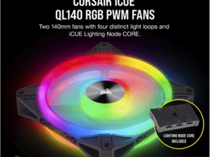 Corsair ventilátor QL Series QL140 RGB LED, 2x 140mm, 26dBA, Lighting Node CORE