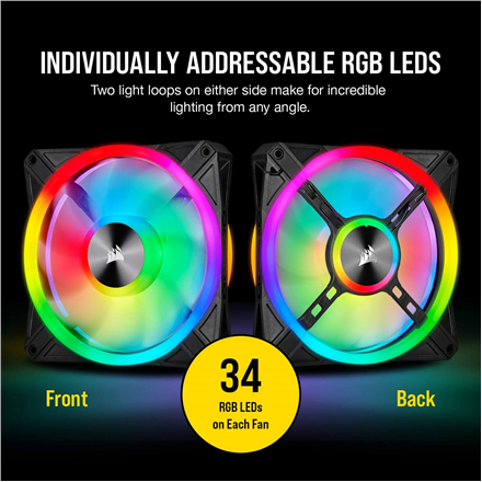 Corsair ventilátor QL Series QL140 RGB LED, 2x 140mm, 26dBA, Lighting Node CORE - Image 2