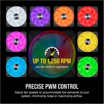 Corsair ventilátor QL Series QL140 RGB LED, 2x 140mm, 26dBA, Lighting Node CORE - Image 3