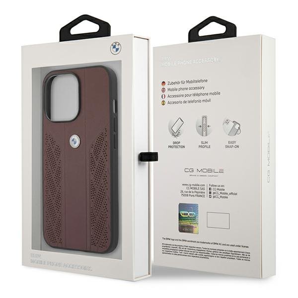 Back panel cover BMW Etui BMW BMHCP13LRSPPR iPhone 13 Pro/13 6,1" czerwony/red hardcase Leather Curve Perforate - Image 3