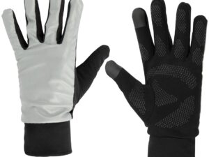 Sports gloves with touchscreen tip AVENTO 44AC reflective M/L silver/black