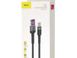 CABLU alimentare si date Baseus Cafule HW, Fast Charging Data Cable pt. smartphone, double side USB la USB Type-C 40W, braided, 1m, gri "CATKLF-PG1" (timbru verde 0.18 lei) - 6953156293564