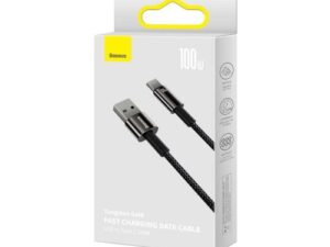 CABLU alimentare si date Baseus, Fast Charging Data Cable pt. smartphone, USB la USB Type-C (T), 100W, 480Mbps, aliaj zinc, braided(nylon),2m, negru, "CAWJ000101" (include TV 0.18lei) - 6932172618094