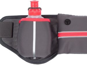 Hip bag with bottles AVENTO 21PF Grey/Fluorescent pink/Silver