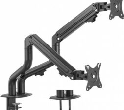 Monitora stiprinājums Gembird Adjustable Desk 2-display Mounting Arm (Tilting), 17”-32”