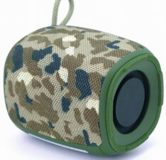 BOXE GEMBIRD portabile bluetooth, RMS:   5W, baterie 1200mAh, microSD, USB, FM-radio, LED light, BT v5.1, 111x111x134mm, 530 grame, camo, "SPK-BT-LED-03-CM" (timbru verde 0.03 lei)