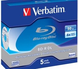 Verbatim Blanks BD-R 50 GB 6x Dual Layer White Blue Surface 5 Pack Jewel