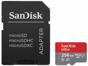 SanDisk Ultra - Flash-minneskort (microSDXC till SD-adapter inkluderad) - 256 GB - A1 / UHS Class 1 / Class10 - mikroSDXC UHS-I