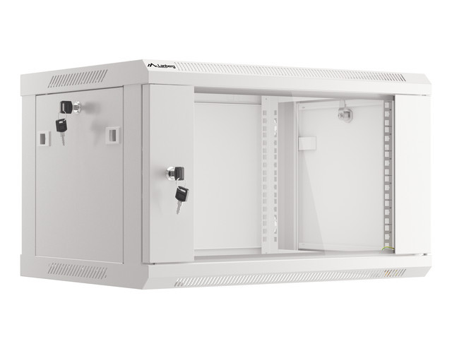 Servers Lanberg Rack cabinet 19" wall-mount 6U/600x450 (flat pack) with glass door V2, grey |