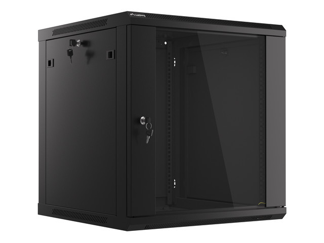 Lanberg | Rack cabinet 19" wall-mount 12U/600x600 (flat pack) with glass door | WF01-6612-10B | Black