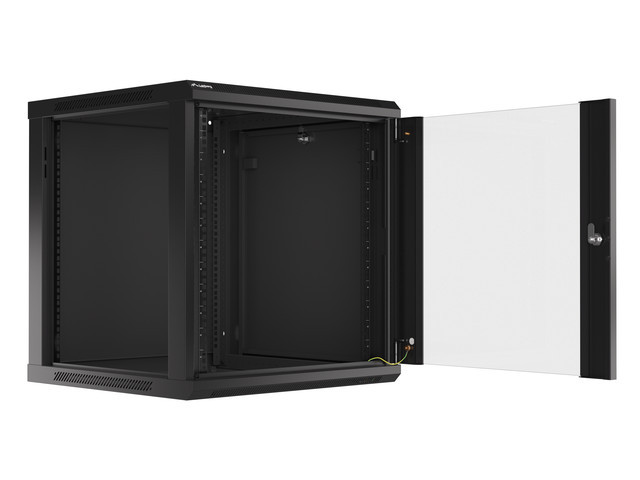 Lanberg | Rack cabinet 19" wall-mount 12U/600x600 (flat pack) with glass door | WF01-6612-10B | Black - Image 4