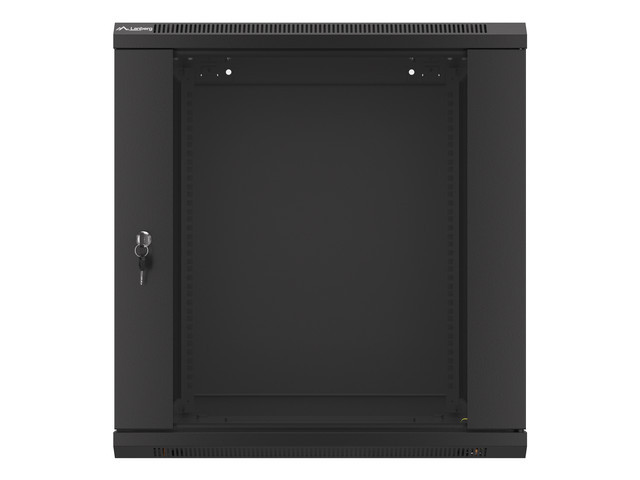 Lanberg | Rack cabinet 19" wall-mount 12U/600x600 (flat pack) with glass door | WF01-6612-10B | Black - Image 2