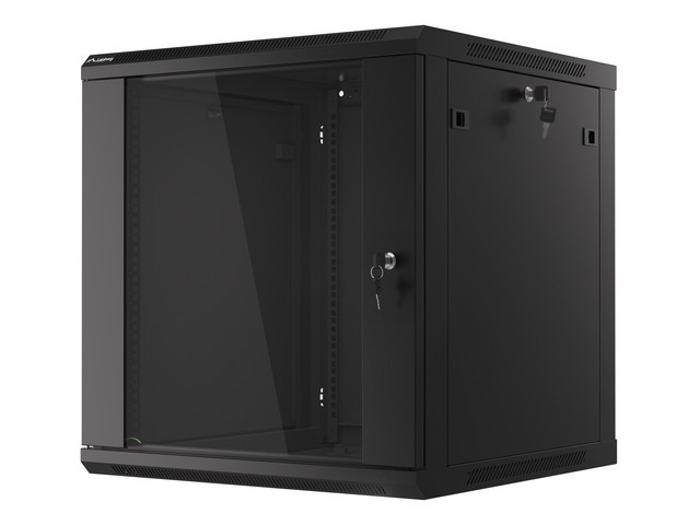 Lanberg | Rack cabinet 19" wall-mount 12U/600x600 (flat pack) with glass door | WF01-6612-10B | Black - Image 6