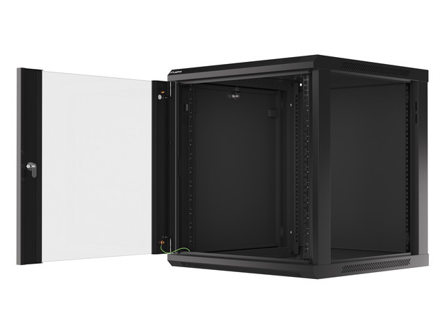 Lanberg | Rack cabinet 19" wall-mount 12U/600x600 (flat pack) with glass door | WF01-6612-10B | Black - Image 7