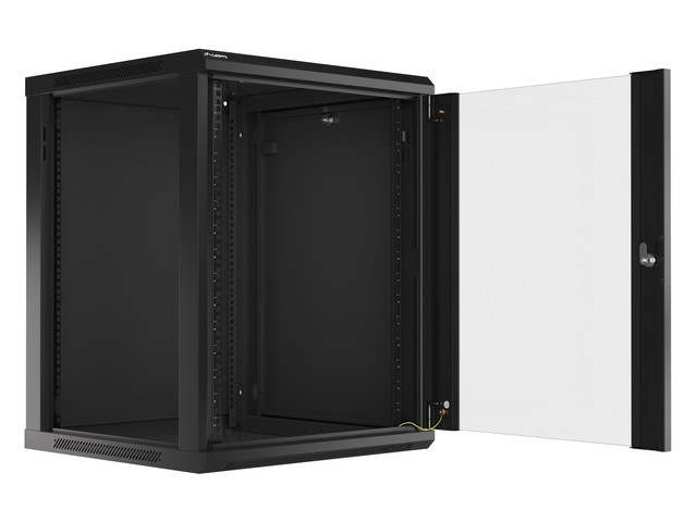 Lanberg | Rack cabinet 19" wall-mount 15U/600x600 (flat pack) with glass door | WF01-6615-10B | Black - Image 12