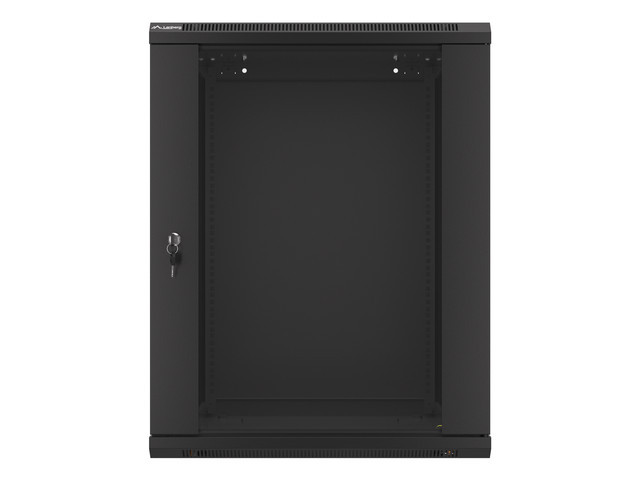 Lanberg | Rack cabinet 19" wall-mount 15U/600x600 (flat pack) with glass door | WF01-6615-10B | Black - Image 2