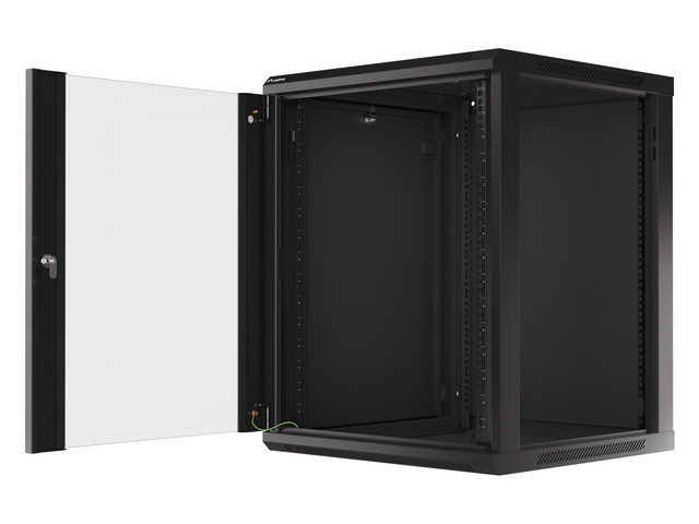 Lanberg | Rack cabinet 19" wall-mount 15U/600x600 (flat pack) with glass door | WF01-6615-10B | Black - Image 13